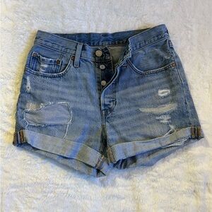 Levi's 501 Jean Shorts with Distressed Details